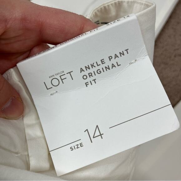 LOFT Outlet | Cream Original Ankle Pants Business Casual NWT Womens 14 - Picture 3 of 10
